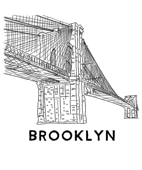 Brooklyn Bridge Line Drawing New York City Digital Art by Lance Gambis ...