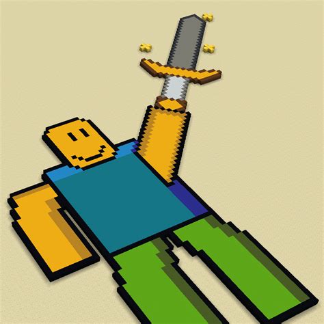 A Roblox pixel art of a noob holding the linked sword in Minecraft! : r ...