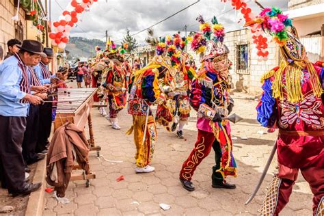 Marimba Musicians & Traditional Folk Dancers in Street, Guatemala ...