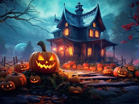 Spooky Haunted House on Halloween Night Graphic by Fox Design ...