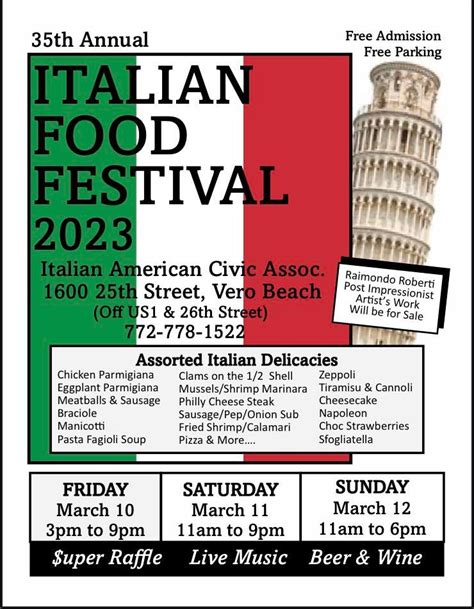 Italian Food Festival | Italian American Club Vero Beach | March 10, 2023