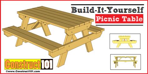 Traditional Picnic Table Plans - Construct101