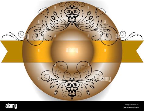 Round banner with ribbon and ornament Stock Photo - Alamy