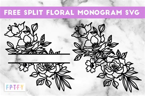 Free Split Floral Monogram SVG - Free Pretty Things For You