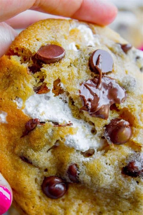 Marshmallow Creme Stuffed Chocolate Chip Cookies - The Food Charlatan