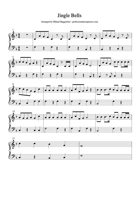 Jingle Bells – Sheet Music (Free Printable) – Professional Composers