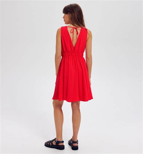 Short plain dress - Red