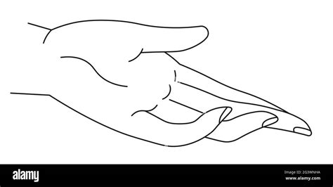 Hand giving or taking, line art palm and fingers Stock Vector Image ...