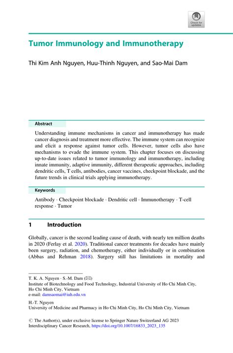(PDF) Tumor Immunology and Immunotherapy
