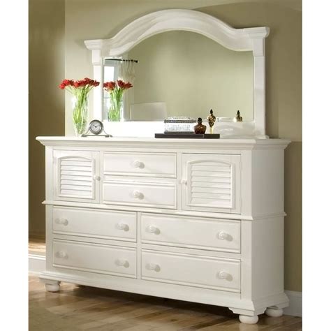 Cottage Traditions 6-Drawer Dresser and Mirror Set in Eggshell White ...