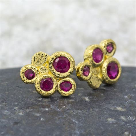 Gold Ruby Cluster Earrings – Rona Fisher Jewelry