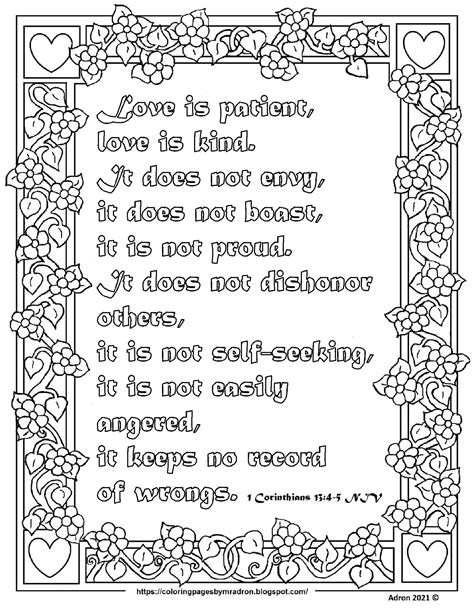 Coloring Pages For Kids By Mr Adron 1 Corinthians 134 7 Free Print