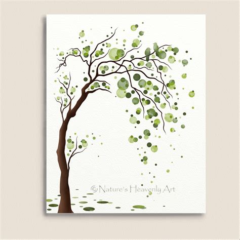 Green Tree Watercolor Art 8 x 10 Print Love by NaturesHeavenlyArt