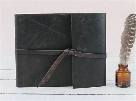 Leather Photo Album Rustic Leather Album W/wrap Closure - Etsy