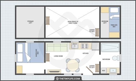 2 Bedroom One Story Tiny House Floor Plans | www.cintronbeveragegroup.com