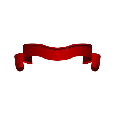 Curved Red Ribbon Banner Decorative Transparent Background, Red Banner ...