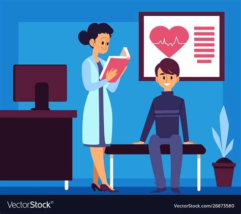 Hospital room - cartoon doctor and patient Vector Image