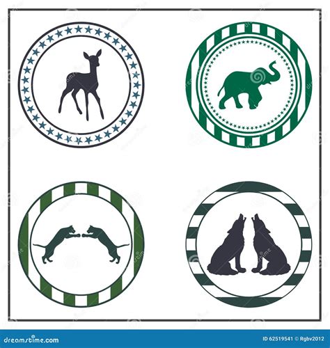 Animal badges stock vector. Illustration of present, ellephant - 62519541