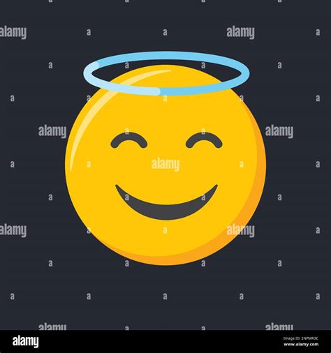 Emoji icon. Happy and smiling hace, angel emoticon vector illustration ...