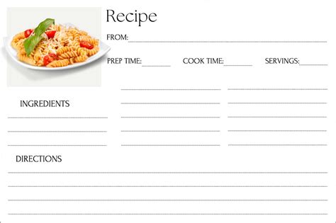 Excel Recipe Card Template