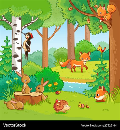 Animals in the forest Royalty Free Vector Image