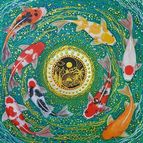 Koi Fish Japanese Art - Original Koi Painting For Sale