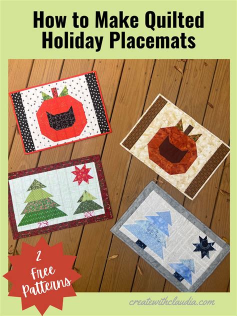 2 Holiday Quilted Placemat Patterns - Create with Claudia