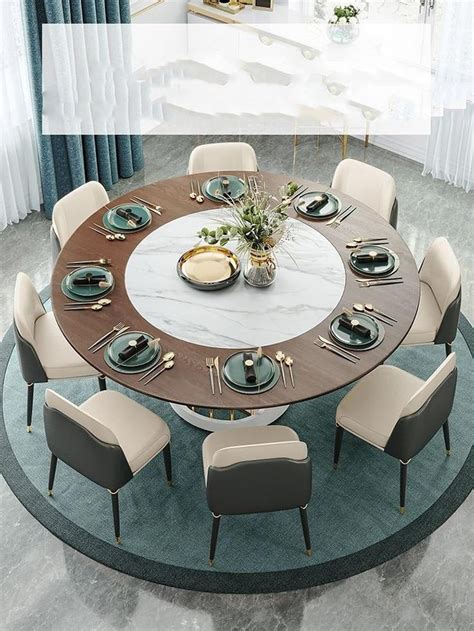 Trendy Modern Solid Wood And Rock Plate Round Dining Table | Round ...