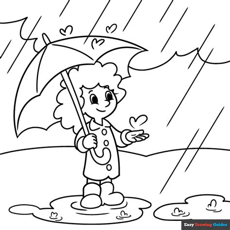 Rainy Day Coloring Page | Easy Drawing Guides