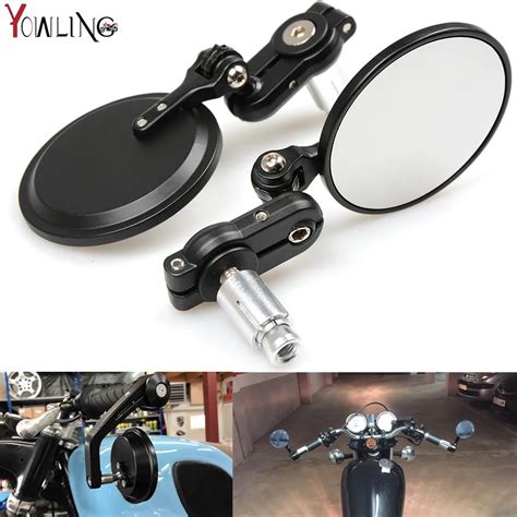 7/8" Round Motorcycle Rear View Handle Bar End Rearview Side Mirrors ...