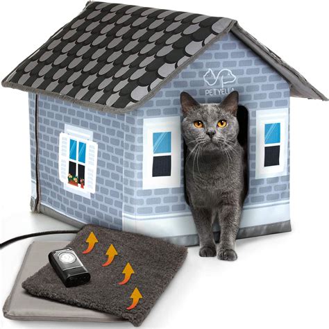 PETYELLA Heated cat Houses for Outdoor Cats in Winter - Heated Outdoor ...