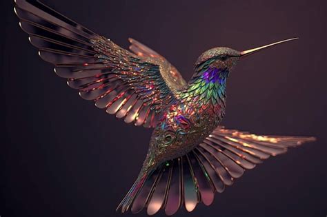 Premium AI Image | A hummingbird with a long beak is flying in the air.