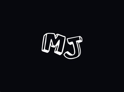 Typography Mj Logo Icon, Black White MJ Color Logo Letter Vector ...