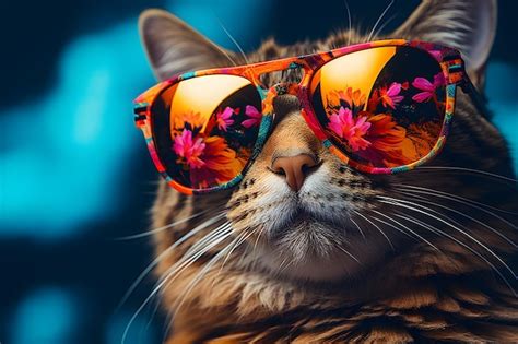 Premium AI Image | Funny cat wearing sunglasses