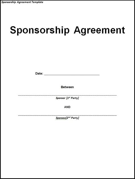 Sponsorship Agreement Template | Free Word Templates