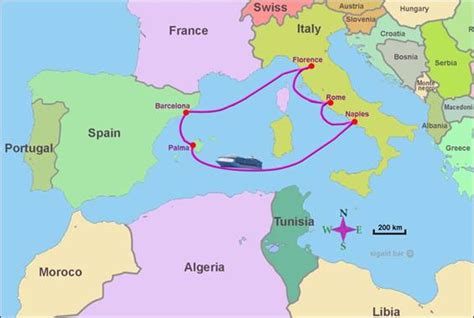 Cruises routes in Europe