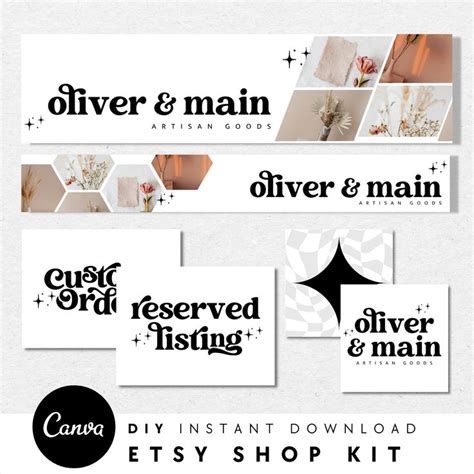 Retro Etsy Shop Kit Canva Template | Etsy Banner, Listing Photos, Icon ...