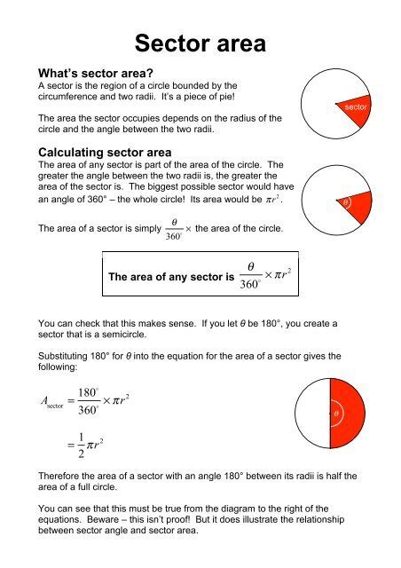 Arc length and sector area - Benjamin-Mills