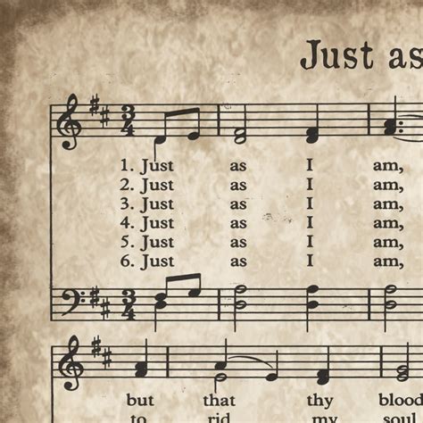 Just As I Am Hymn Print Printable Vintage Sheet Music | Etsy