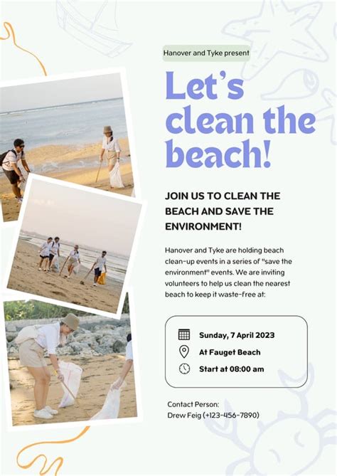 Free custom printable beach clean up poster templates | Canva