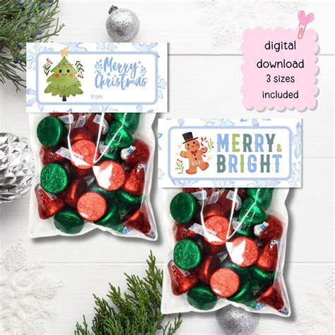 Christmas Printable Treat Bag Topper Christmas Treat Bag Toppers Merry ...