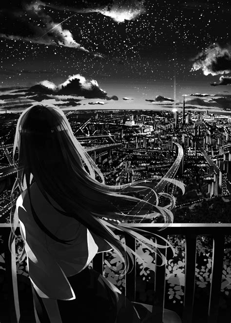 🔥 Download Animenight Anime Scenery Background Black And White by ...