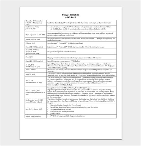 Budget Timeline Template - 16+ Free (For Word, Excel & PDF Format)