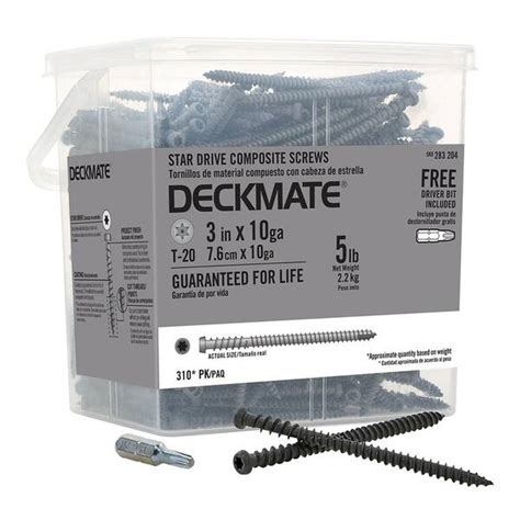 DECKMATE #10 3 in. Gray Star Pan-Head Composite Deck Screws 5 lbs.-Box ...