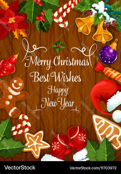 Merry Christmas New Year wishes greeting card Vector Image