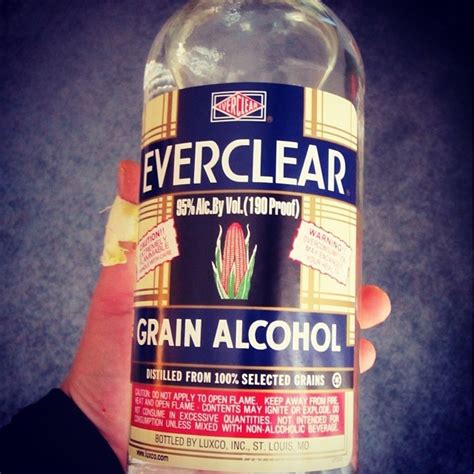 Everclear 190 proof (95% alcohol) The Everclear... | Tipsy Bartender