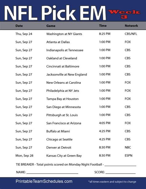 Nfl Week 18 Printable Schedule 2024