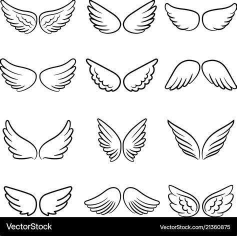 Cute angel wings set Royalty Free Vector Image