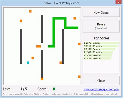 Snake Game for Excel