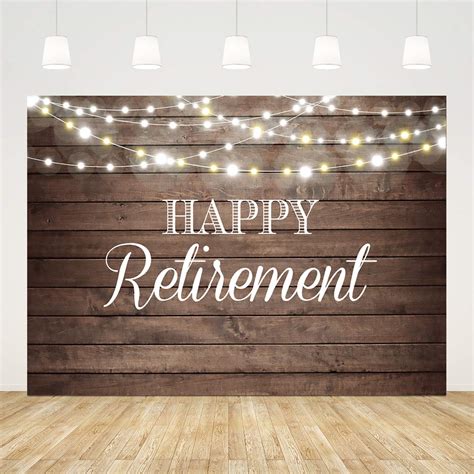 Buy Happy Retirement Backdrop 7x5ft Shinning Lights and Wooden Photo ...